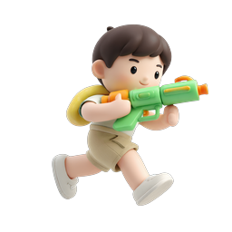 3D Clay Boy with Water Gun - Summer Fun Character Icon