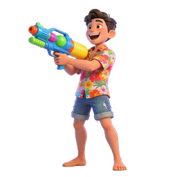 Boy with Water Gun - Fun Summer 3D Icon