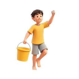 Boy Playing with Water - 3D Rendered Kids Icon