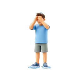 Boy Water Splash 3D Cartoon Icon - Clay Style
