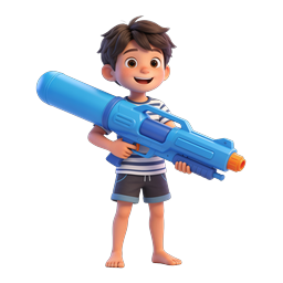 Cartoon Boy with Water Gun - Summer Fun Icon