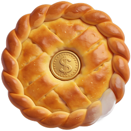 Braided Bread with Gold Coin Icon - Bakery Finance Symbol