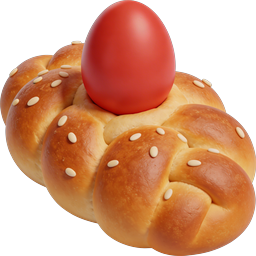 Braided Bread with Red Egg Icon - Traditional Challah Bakery