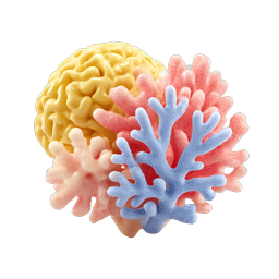 Brain and Coral Neuroscience 3D Icon - Mental Health Symbol