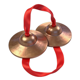 Traditional Brass Cymbals with Red Ribbon Icon