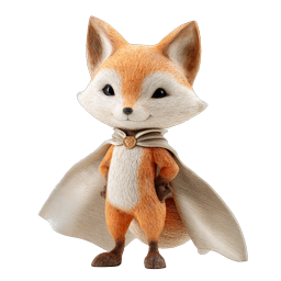 Brave Fox with Cape - Cute 3D Animal Character Icon