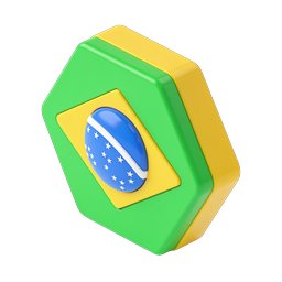 Brazil Flag 3D Hexagon Icon | Glossy National Symbol