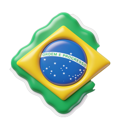 Brazil Flag Icon - 3D Sticker Style National Symbol