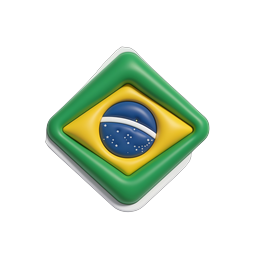 Brazil Flag 3D Icon - Glossy Puffy Badge Design