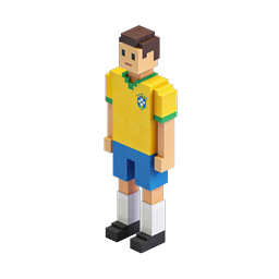 Brazil Football Player 3D Voxel Icon - Minecraft Style