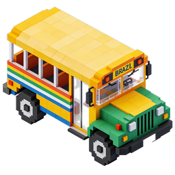 Brazilian Bus Isometric 3D Voxel Icon | Colorful Transport