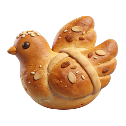 Icône 3D d'oiseau en pain artisanal - Illustration mignonne de boulangerie