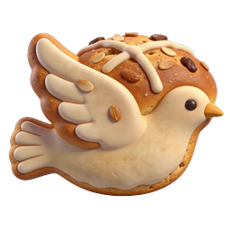 Icône 3D Oiseau en Pain Artisan - Art Culinaire de Boulangerie
