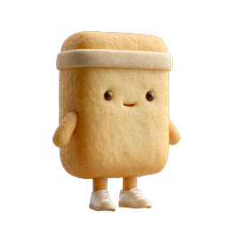 Cute 3D Bread Character Icon - Kawaii Bakery Mascot
