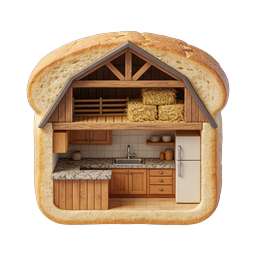 パン屋キッチンの断面アイコン | ミニチュア納屋