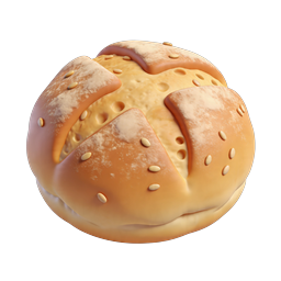 Artisan Bread Roll Icon - 3D Realistic Bakery