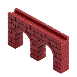 3D Red Brick Arch Icon - Isometric Architecture Design