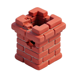 3D Red Brick Chimney Icon - Clay Style