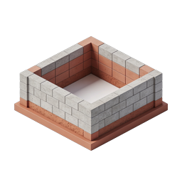 Brick Foundation Construction Icon - Isometric 3D