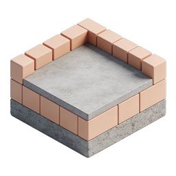 Brick Platform Icon - 3D Construction Element