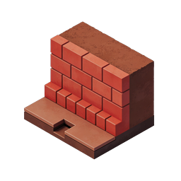 Isometrisches Ziegelwand 3D-Icon für Bauprojekte