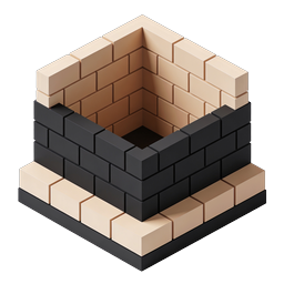 Isometric 3D Brick Wall Structure Icon