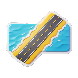 Bridge Road Over Water 3D Icon | Travel & Infrastructure