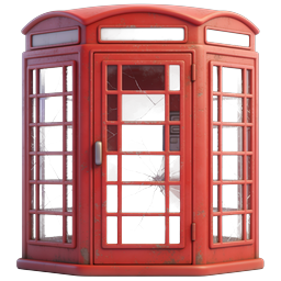 Weathered British Red Phone Booth 3D Icon