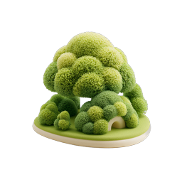 Miniature Broccoli Forest Island 3D Icon