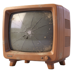 Icon kaputter Vintage-Fernseher – Rissiger Retro-Fernseher 3D