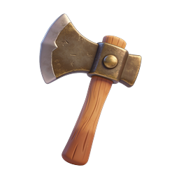 Bronzeaxt-Werkzeug-Icon - 3D-gerendert aus Metall & Holz