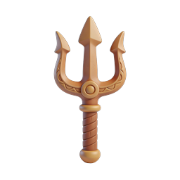Bronze Trident 3D Icon - Mythology & Ocean Symbol