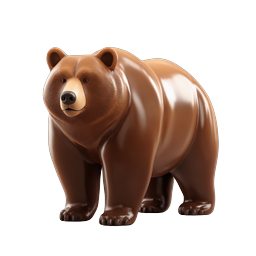 Brown Bear 3D Clay Style Icon | Wildlife Animal