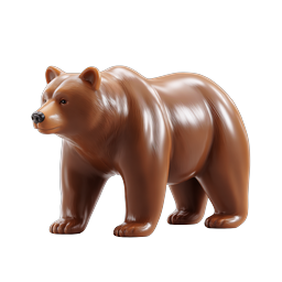 Realistic Brown Bear 3D Figurine Icon
