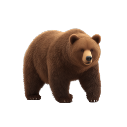 Realistic 3D Brown Bear Icon - Wildlife Animal Illustration