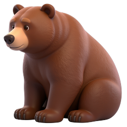 Brauner Bär 3D-Icon - Realistisches Wildlife-Design