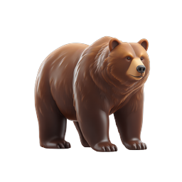 Ícone 3D realista de urso pardo - Design de natureza