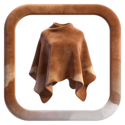 Brown Leather Poncho 3D Icon for Fashion Apps