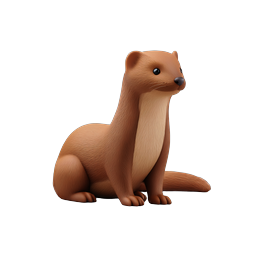 Cute Brown Weasel 3D Animal Icon | Wildlife Illustration