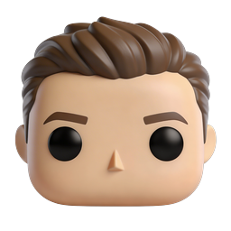 3D Brunette Male Avatar Icon - Cartoon Character Head