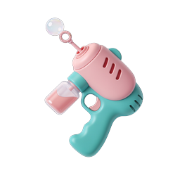Playful Bubble Gun Toy Icon - 3D Clay Style