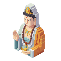 Isometric Buddhist Deity Voxel Art Icon
