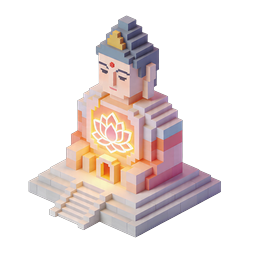 Buddha Meditation Statue Voxel 3D Icon