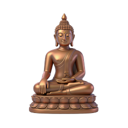 Bronze Buddha Meditation Statue 3D Icon