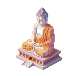 Icona pixel art statua Buddha in meditazione | Isometrica 3D