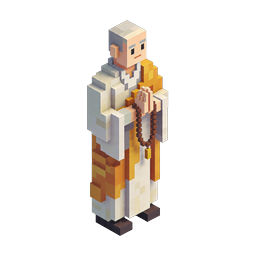 Buddhist Monk Voxel Character 3D Icon