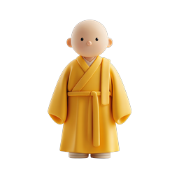 Icona 3D personaggio monaco buddista - figura spirituale serena