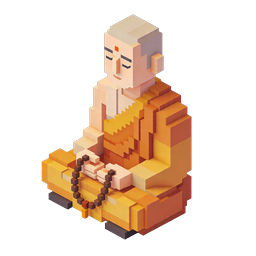 Buddhist Monk Meditation Voxel 3D Icon