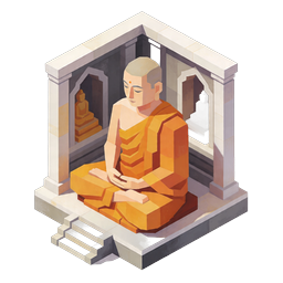 Buddhist Monk Meditation Temple Isometric Icon