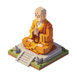 Buddhist Monk Meditation Voxel Art Icon